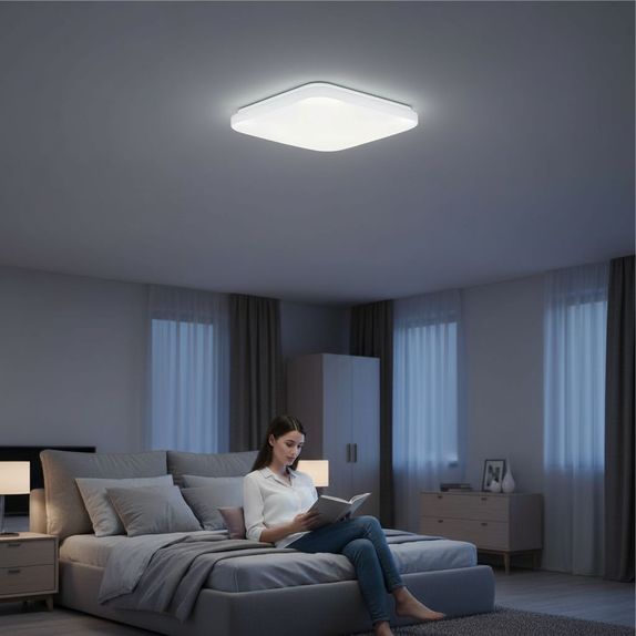 Plafoniera LED Slim Patrata, 32W (Echivalent 280W), 37x37cm, Lumina Rece