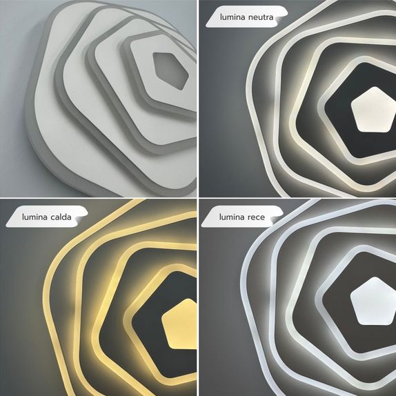 Plafoniera LED High-Lumen 57W, 4200lm, Lumina Reglabila, Design Cubist