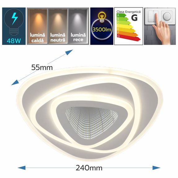 Plafoniera Led 48W 3500lm 3000k/4000k/6500k 240X55mm