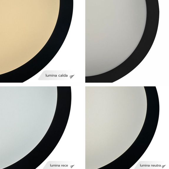 Plafoniera LED IP65 3CCT 3000lm, 300x55mm, IP65, Neagra
