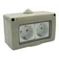 Priza Modulara Dubla cu capac, Antigron, 16A, IP55