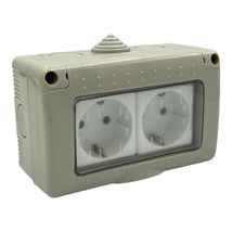 Priza Modulara Dubla cu capac, Antigron, 16A, IP55
