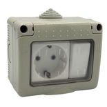 Priza cu intrertupator Aplicat cu capac folie Antigron IP55