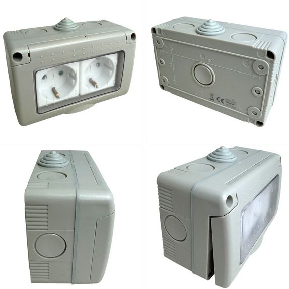Priza Modulara Dubla cu capac, Antigron, 16A, IP55