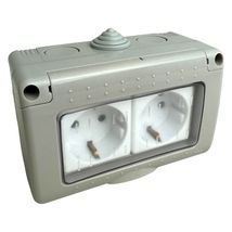 Priza Modulara Dubla cu capac, Antigron, 16A, IP55
