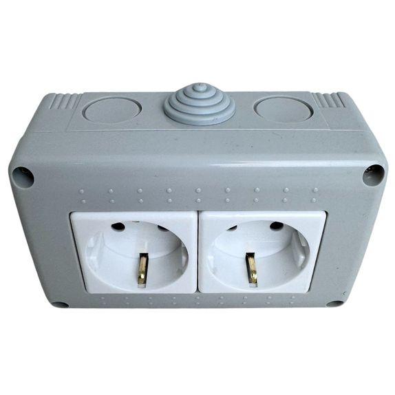 Priza Dubla Aplicata Fara Capac IP20