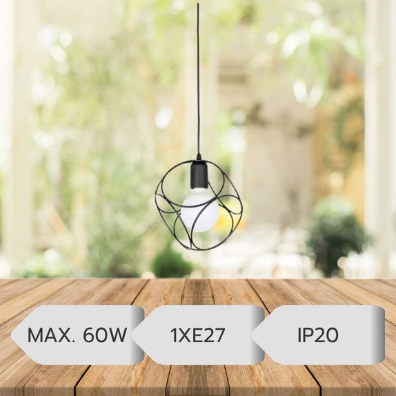 Lustra 1xE27 neagra 60W