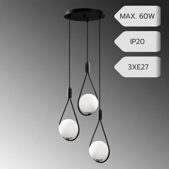 Candelabru negru 3xE27 60W