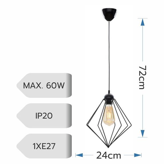 Lustra neagra 1xE27 60W