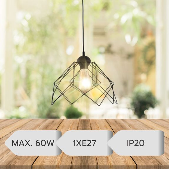 Lustra 60W neagra 1xE27