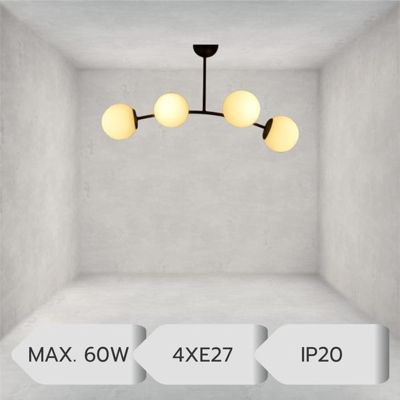 Candelabru negru 4xE27 60w