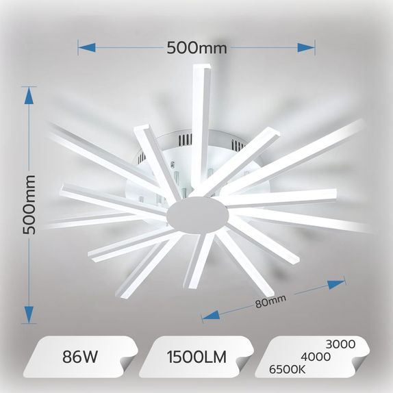 Lustra LED Aplicata Living 86W – Design Patrat, 50x50cm