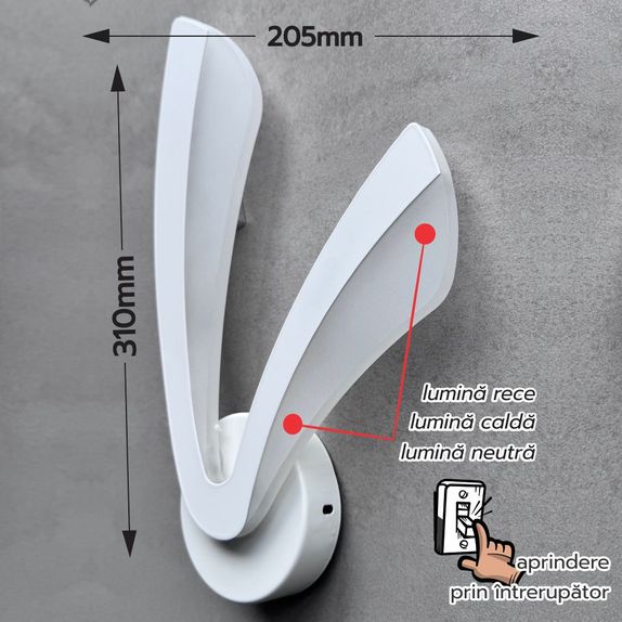 Aplica perete dormitor 15W/1200LM/3000K/4000K/6500K