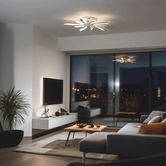 Lustra Led moderna Dimabila Cu Telecomanda 70W Cu 10 Brate 3 Culori+Ir 700 X 90Mm