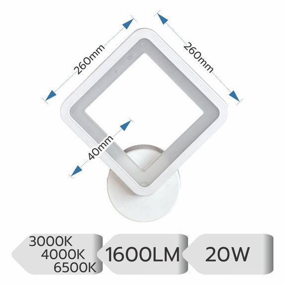 Aplica Perete lumina ajustabila 20W/1600LM/3000K/4000K/6500K