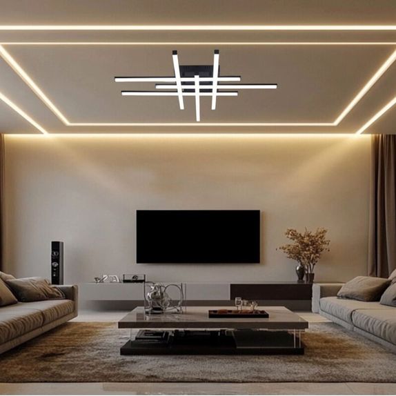 LUSTRA LED AXIS NEGRU 6 BRATE 90W 6080LM