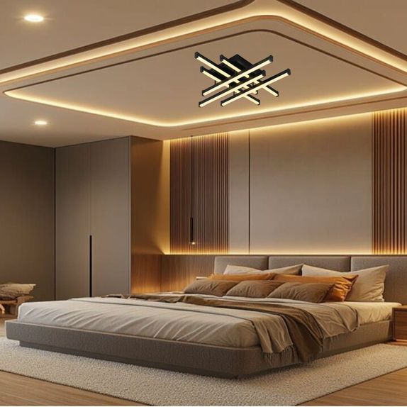 LUSTRA LED AXIS NEGRU 6 BRATE 90W 6080LM