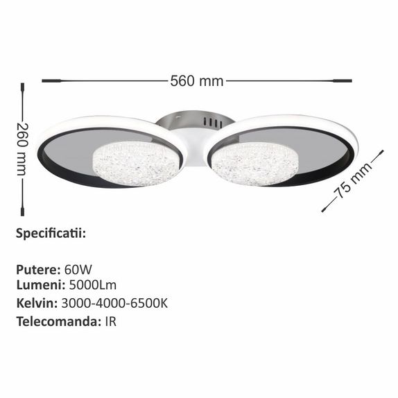 Lustra Led 6 brate Neagra AXIS
