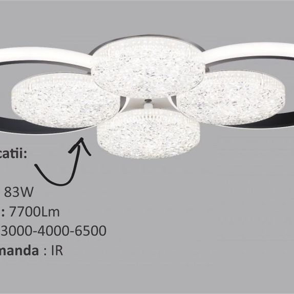 Lustra Led 6 brate Neagra AXIS