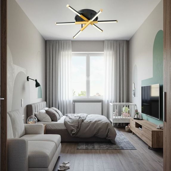 Lustra LED Aplicata 50W – Lumina Reglabila 3000K-6500K, Telecomanda IR, 60cm
