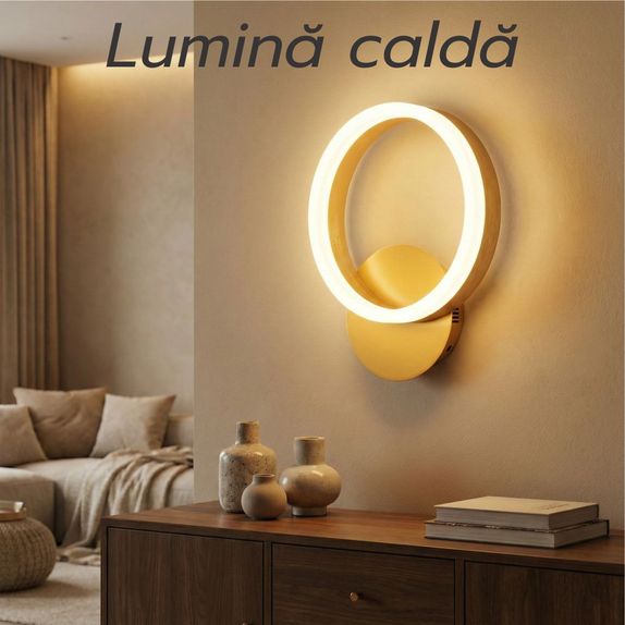Aplica aurie led perete 18w 200mm 3 culori 3000K/4000K/6500K