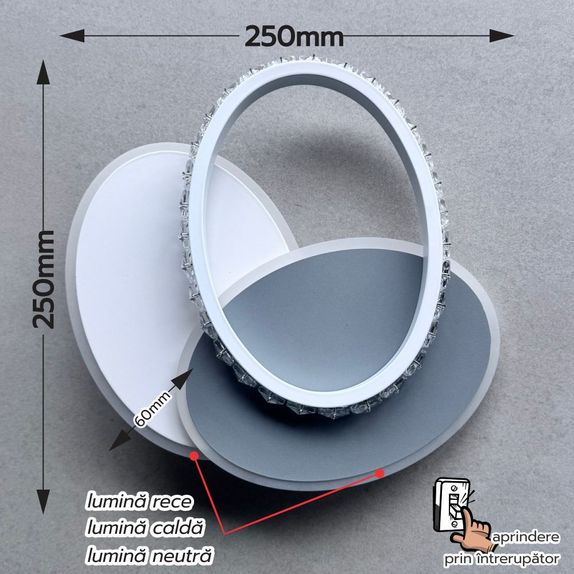 Aplica 30w/2200lm 3000k/4000k/6500k 250x60mm perete