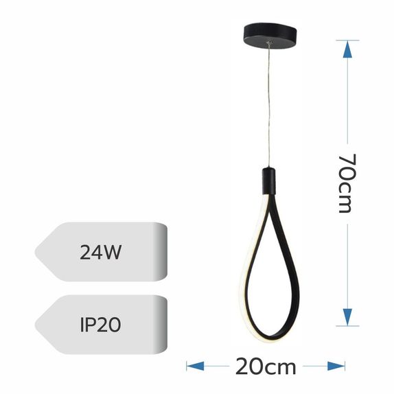 Candelabru led 24W negru 3000K/4000K/6400K