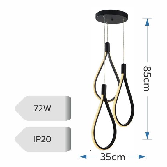 Candelabru led 72W negru 3000K/4000K/6400K