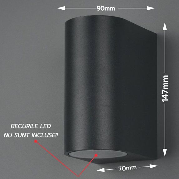 Aplica de exterior , 2x5W, Gu10 lumina calda, IP44