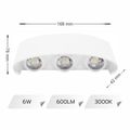 APLICA LED PERETE LUMARO 6W 420LM 3000K ALB 168*78*42MM