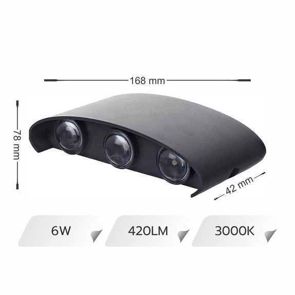 APLICA LED PERETE LUMARO 6 LED-URI NEAGRA