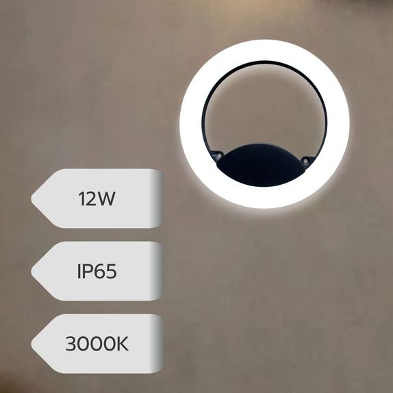 Aplica LED de perete, 12W, 3000K, lumina calda, IP65