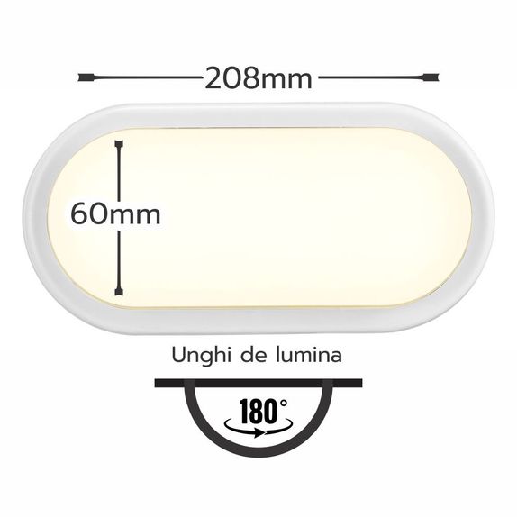 Aplica LED BAT Ovala , cu protectie IP65 ,10W=90W, 4000K, lumina neutra