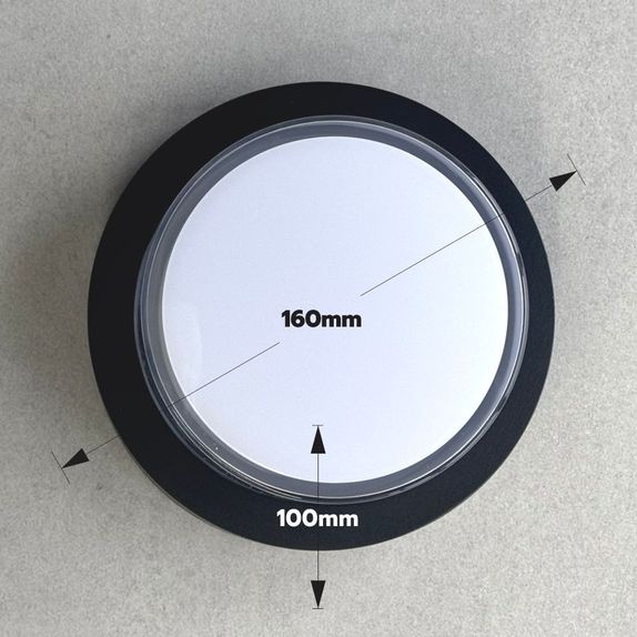 Aplica rotunda de exterior, Ø160mm, 12W=75W, 3000K, lumina calda, IP65