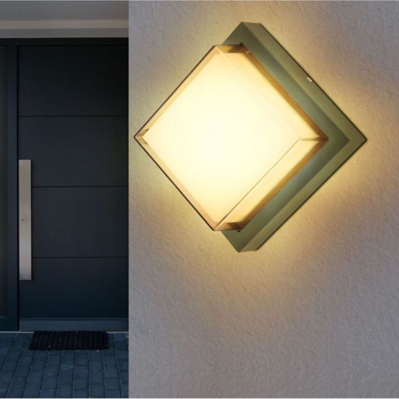 Aplica patrata de exterior, 12W=75W, 3000K, lumina calda, IP65
