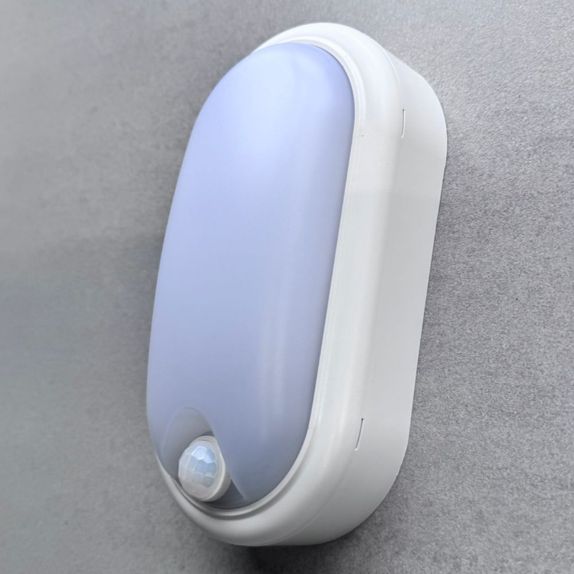 Aplica ovala de exterior cu senzor de miscare 360°, 8W=60W, 650Lm, IP65, lumina rece