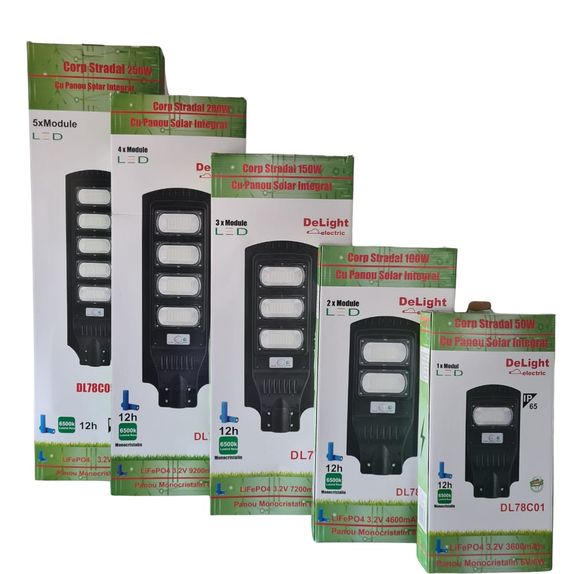 Lampa solara stradala , PanouMonocristalin Integrat si telecomanda - 150W/6400k