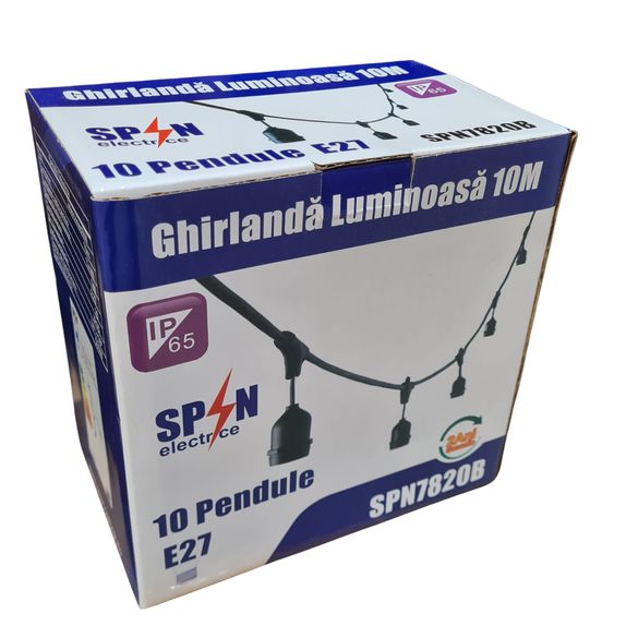 Ghirlanda luminoasa 10m cu pendule interconectabil E27 IP65 