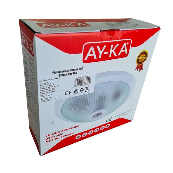Plafoniera cu senzor pentru bec led 2XE27 IP20 220V 2X25W