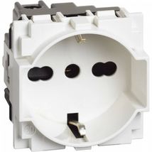 Priza schuko standard german 2P+N 10/16A 250V 2M Bticino Living NOW Alb