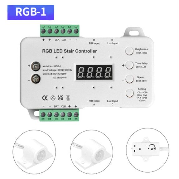 CONTROLLER BANDA LED, 16 TREPTE 1 Fir 12/24VDC RGB
