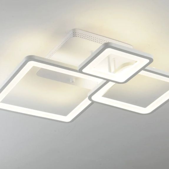 Lustra Led Patrate Cu Telecomanda 80W Cu 3 Brate 3 Culori+Ir 580 X 150Mm