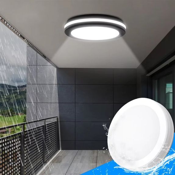 Plafoniera LED IP65 3CCT 3000lm, 300x55mm, IP65, Neagra