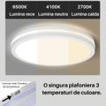 Plafoniera LED IP65 3CCT 3600lm, 300x55mm, Alba