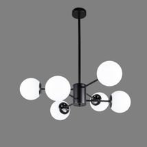 Lustra LED Living 6 Brate Negru – 6xE27 60W, Diametru 60cm