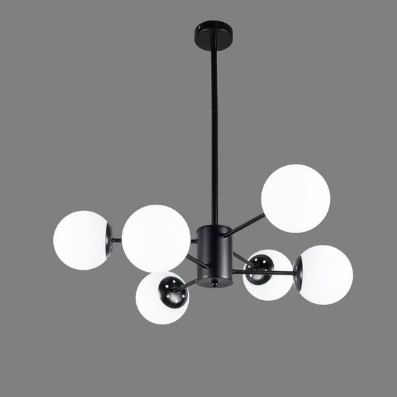 Lustra LED Living 6 Brate Negru – 6xE27 60W, Diametru 60cm