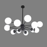 Lustra LED Living 12 Brate Negru – 12xE27, Diametru 90cm