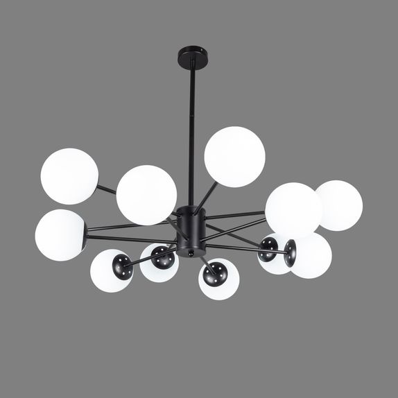 Lustra LED Living 12 Brate Negru – 12xE27, Diametru 90cm