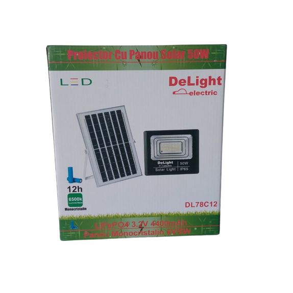 Proiector cu Panou Solar Monocristalin si telecomanda - 50W/6500k