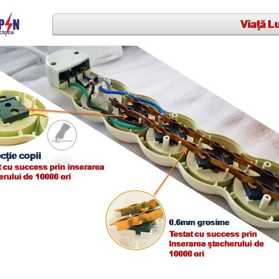 Prelungitor 3 metri 3 prize cu intrerupator, Cp. cablu 3X1.50